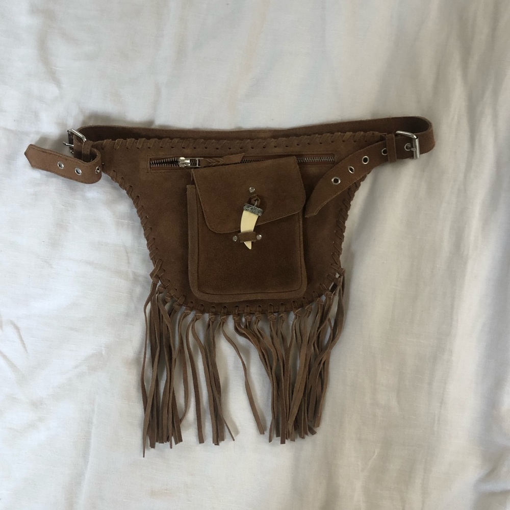 LF suede real leather boho Fanny pack